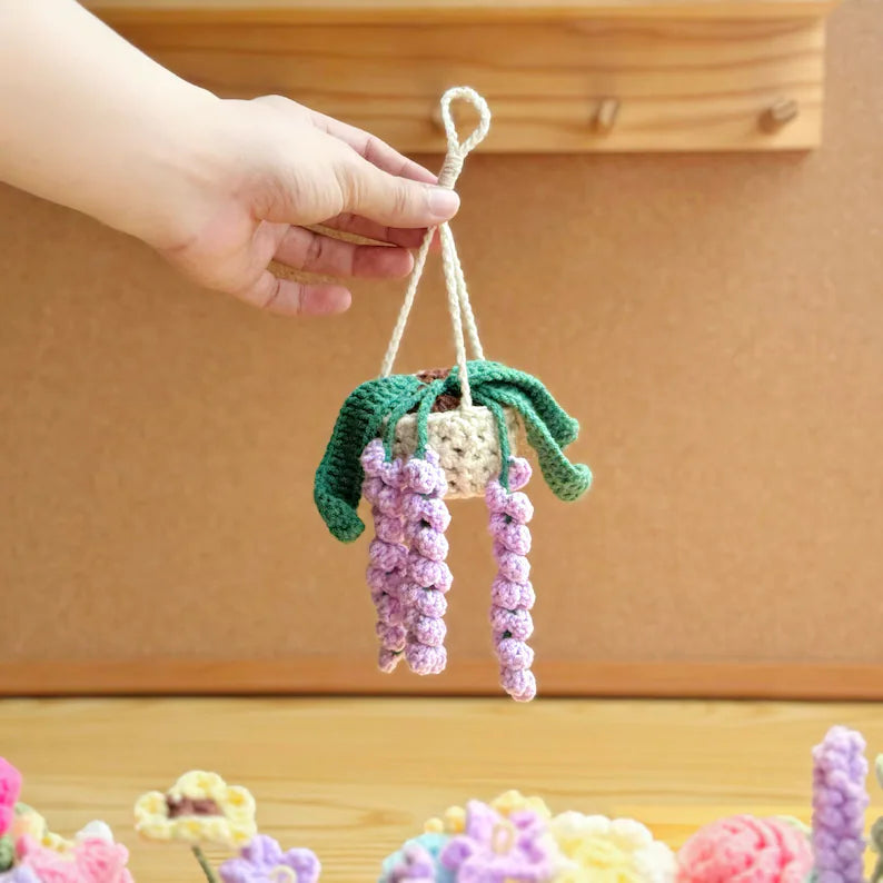 Plant crochet pattern, car hanging plant Crochet Pattern