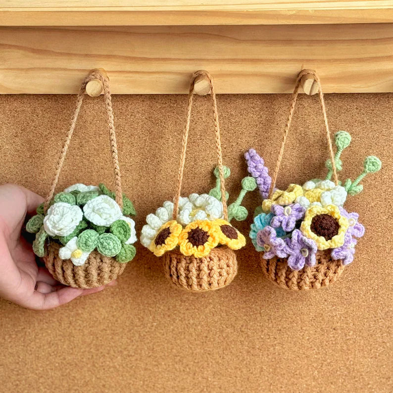 Plant crochet pattern, car hanging plant Crochet Pattern