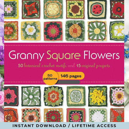 Granny Squares flowers - 50 crochet patterns, Crochet book