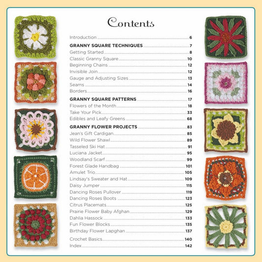 Granny Squares flowers - 50 crochet patterns, Crochet book
