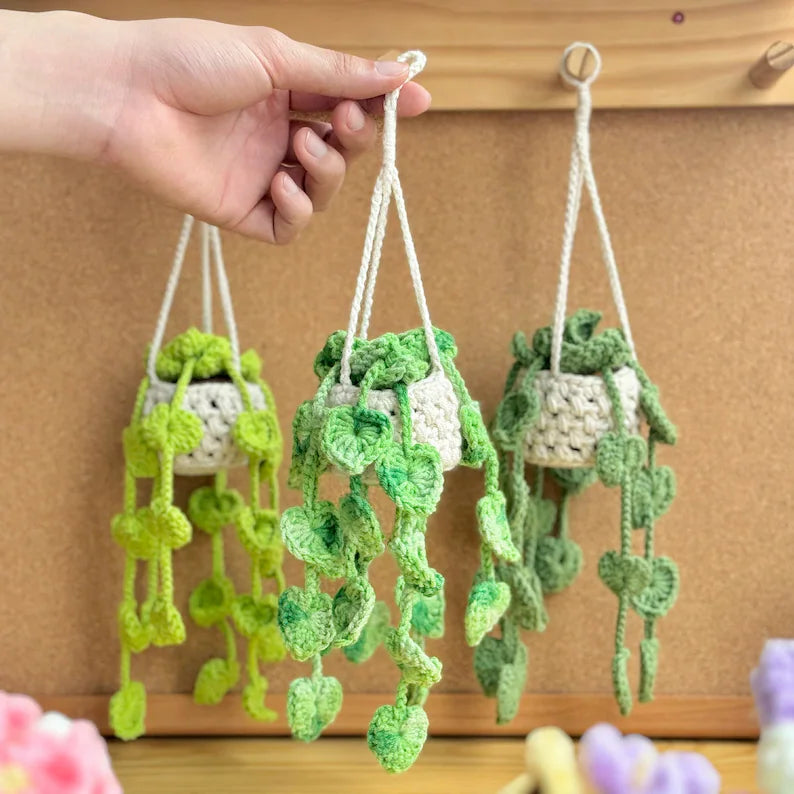 Plant crochet pattern, car hanging plant Crochet Pattern