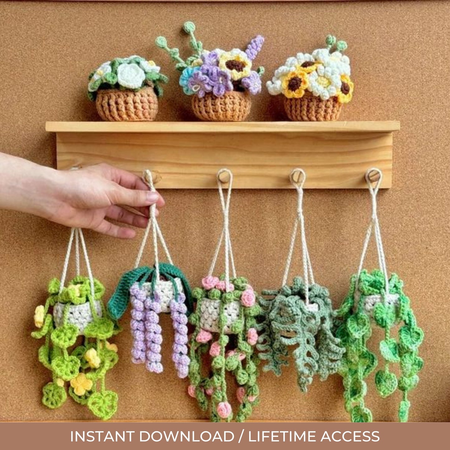 Plant crochet pattern, car hanging plant Crochet Pattern