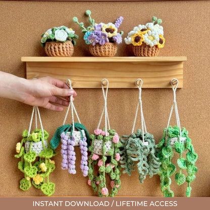 Plant crochet pattern, car hanging plant Crochet Pattern