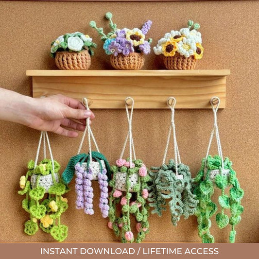 Plant crochet pattern, car hanging plant Crochet Pattern